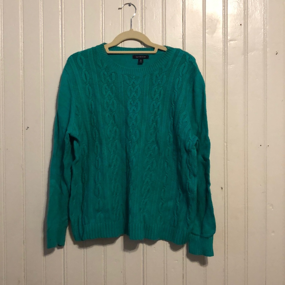 Land’s End Teal Cable Knit Sweater